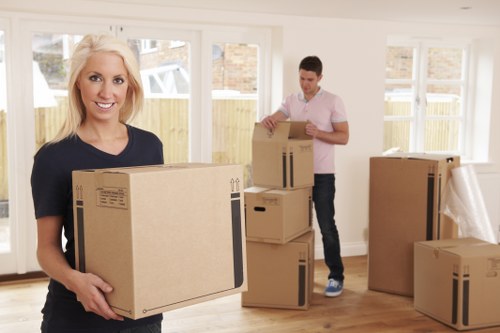 Prepared moving boxes and furniture for a local Enfield move
