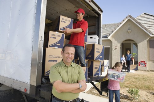 Enfield moving truck loaded with boxes and household items